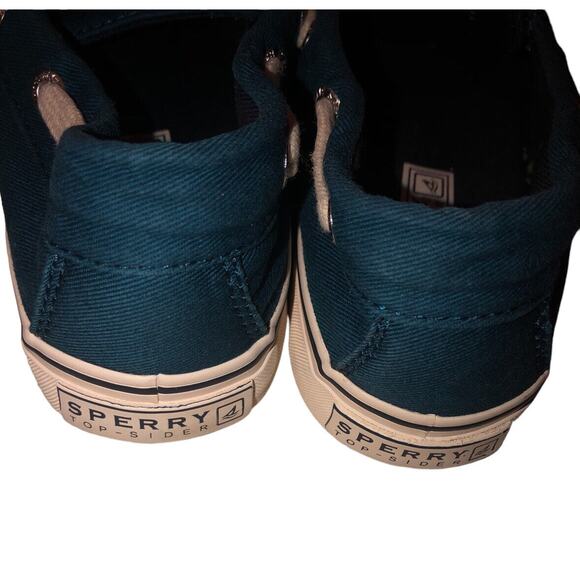 EUC Sperry Top-Sider Women's Biscayne Teal Blue Canvas Boat shoe Size 6M - Picture 6 of 9